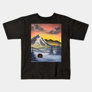 Warm Winter Mountain Kids T-Shirt